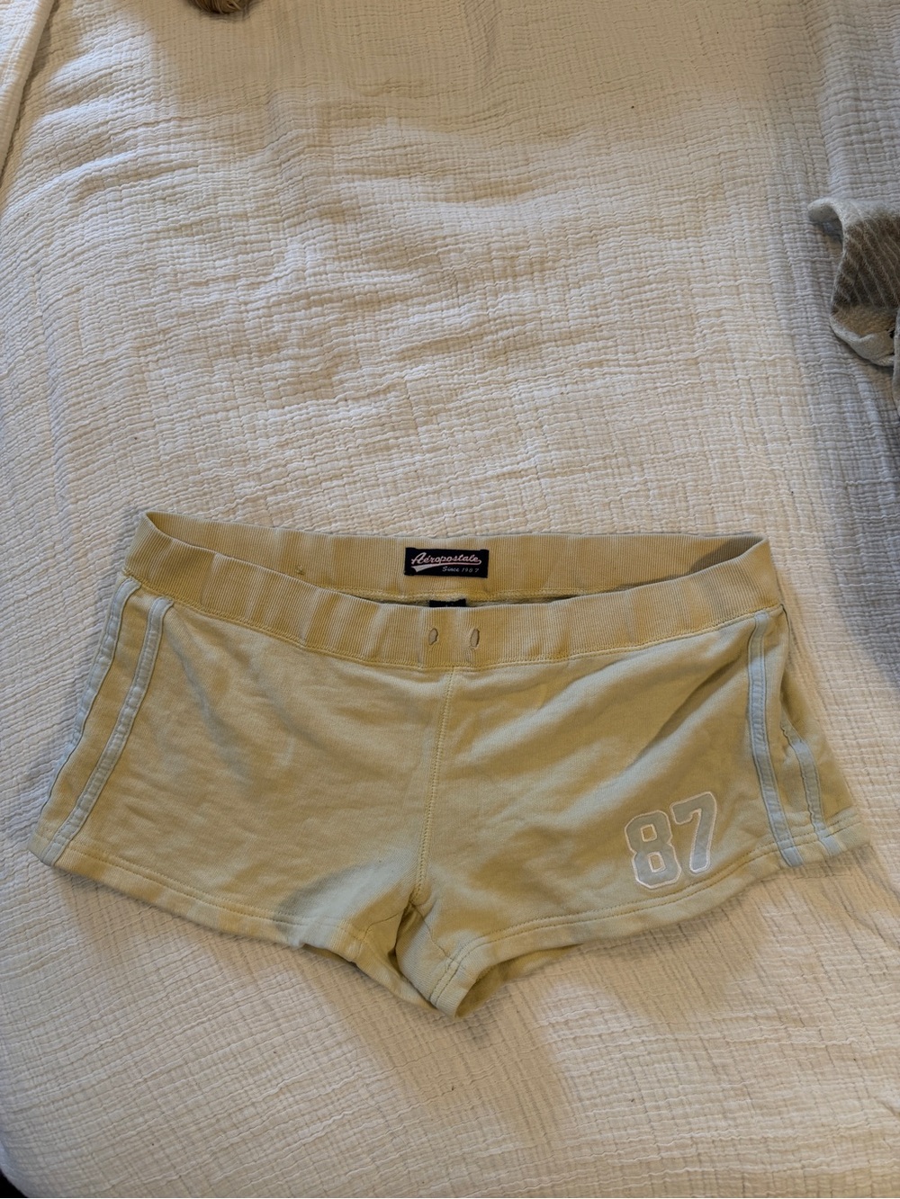 Aeropostale Light Yellow Athletic Shorts with White Trim